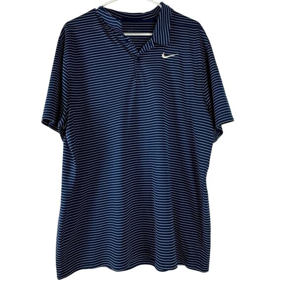 Nike Dri Fit Men Golf Polo Striped Shirt Blue X-Large Sporty Casual Fashion - Picture 1 of 8
